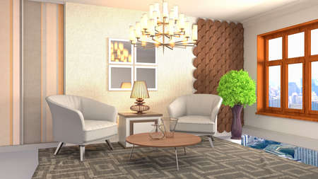 Interior of the living room. 3D illustration.の写真素材