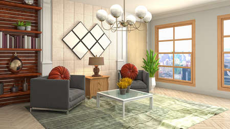 Interior of the living room. 3D illustration.の写真素材