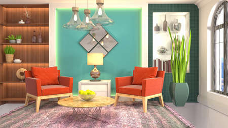 Interior of the living room. 3D illustration.の写真素材