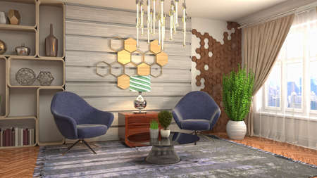 Interior of the living room. 3D illustration.の写真素材