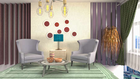 Interior of the living room. 3D illustration.の写真素材