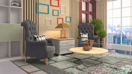 Interior of the living room. 3D illustration.の写真素材
