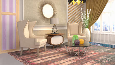 Interior of the living room. 3D illustration.の写真素材