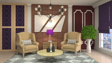 Interior of the living room. 3D illustration.の写真素材