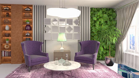 Interior of the living room. 3D illustration.の写真素材