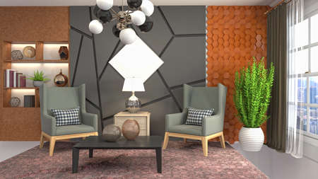 Interior of the living room. 3D illustration.の写真素材