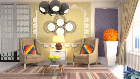 Interior of the living room. 3D illustration.の写真素材