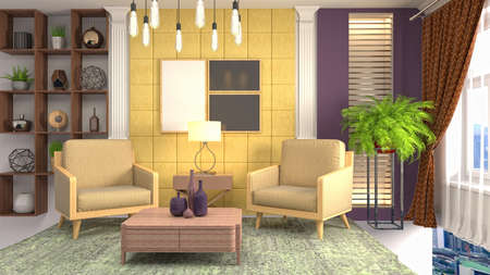 Interior of the living room. 3D illustration.の写真素材