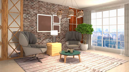 Interior of the living room. 3D illustration.の写真素材