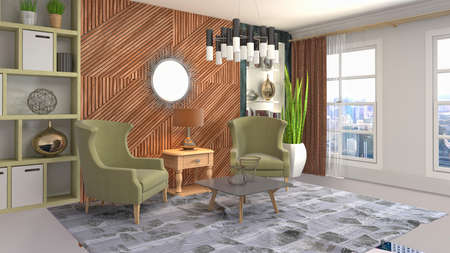 Interior of the living room. 3D illustration.の写真素材