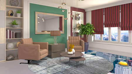 Interior of the living room. 3D illustration.の写真素材