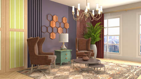 Interior of the living room. 3D illustration.の写真素材