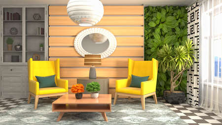 Interior of the living room. 3D illustration.の写真素材