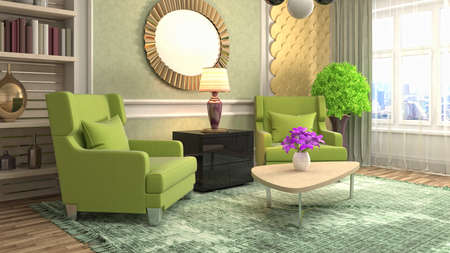 Interior of the living room. 3D illustration.の写真素材