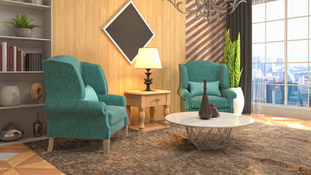 Interior of the living room. 3D illustration.の写真素材
