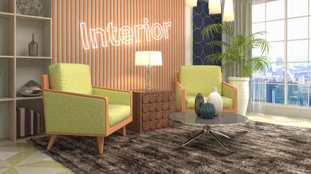 Interior of the living room. 3D illustration.の写真素材