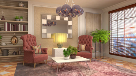 Interior of the living room. 3D illustration.の写真素材