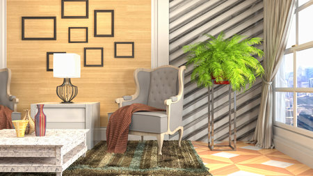 Interior of the living room. 3D illustration.の写真素材