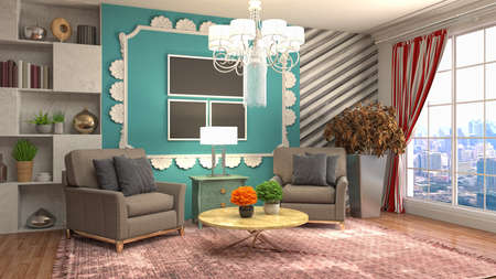 Interior of the living room. 3D illustration.の写真素材