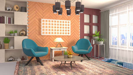 Interior of the living room. 3D illustration.の写真素材