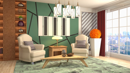 Interior of the living room. 3D illustration.の写真素材