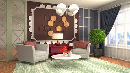 Interior of the living room. 3D illustration.の写真素材