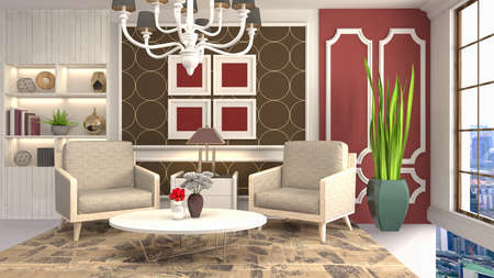 Interior of the living room. 3D illustration.の写真素材