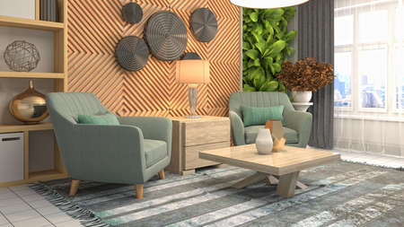Interior of the living room. 3D illustration.の写真素材