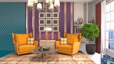Interior of the living room. 3D illustration.の写真素材