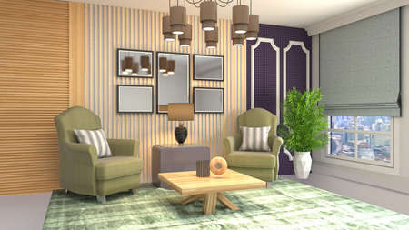 Interior of the living room. 3D illustration.の写真素材