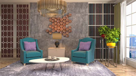 Interior of the living room. 3D illustration.の写真素材