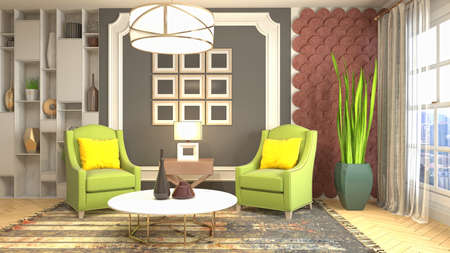 Interior of the living room. 3D illustration.の写真素材