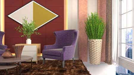 Interior of the living room. 3D illustration.