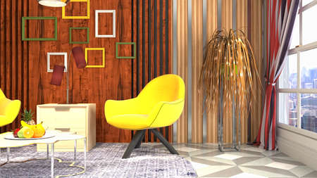 Interior of the living room. 3D illustration.