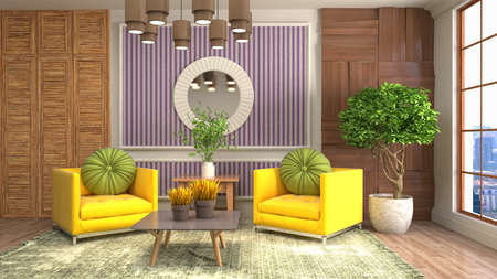 Interior of the living room. 3D illustration.