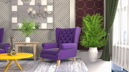 Interior of the living room. 3D illustration.の写真素材