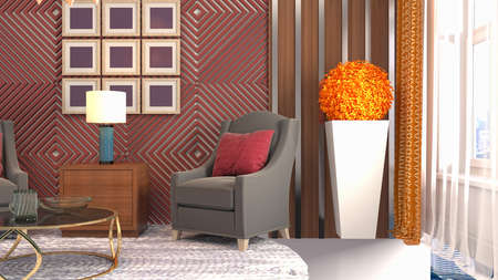 Interior of the living room. 3D illustration.