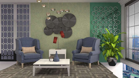 Interior of the living room. 3D illustration.