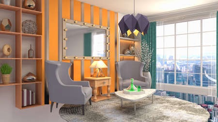 Interior of the living room. 3D illustration.