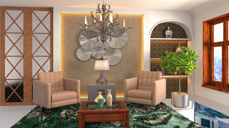 Interior of the living room. 3D illustration.の写真素材