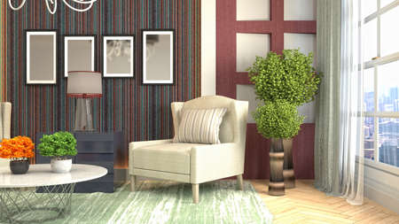 Interior of the living room. 3D illustration.