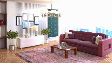 Interior of the living room. 3D illustration.
