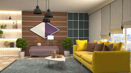 Interior of the living room. 3D illustration.