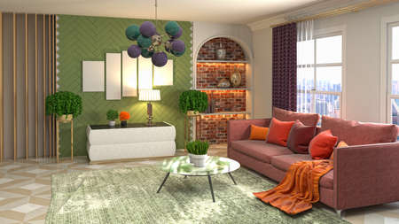 Interior of the living room. 3D illustration.
