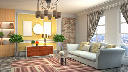 Interior of the living room. 3D illustration.の写真素材