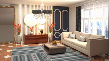 Interior of the living room. 3D illustration.の写真素材