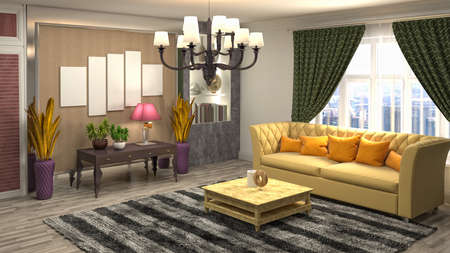 Interior of the living room. 3D illustration.の写真素材