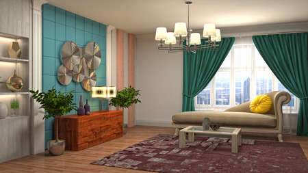 Interior of the living room. 3D illustration.の写真素材