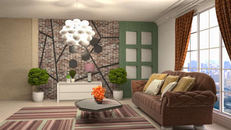 Interior of the living room. 3D illustration.の写真素材