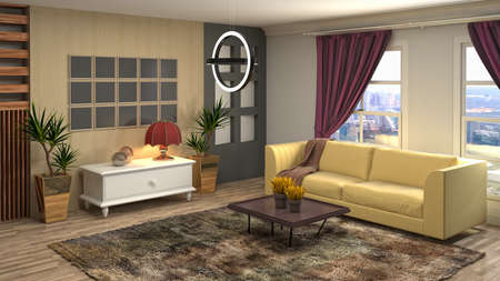 Interior of the living room. 3D illustration.の写真素材
